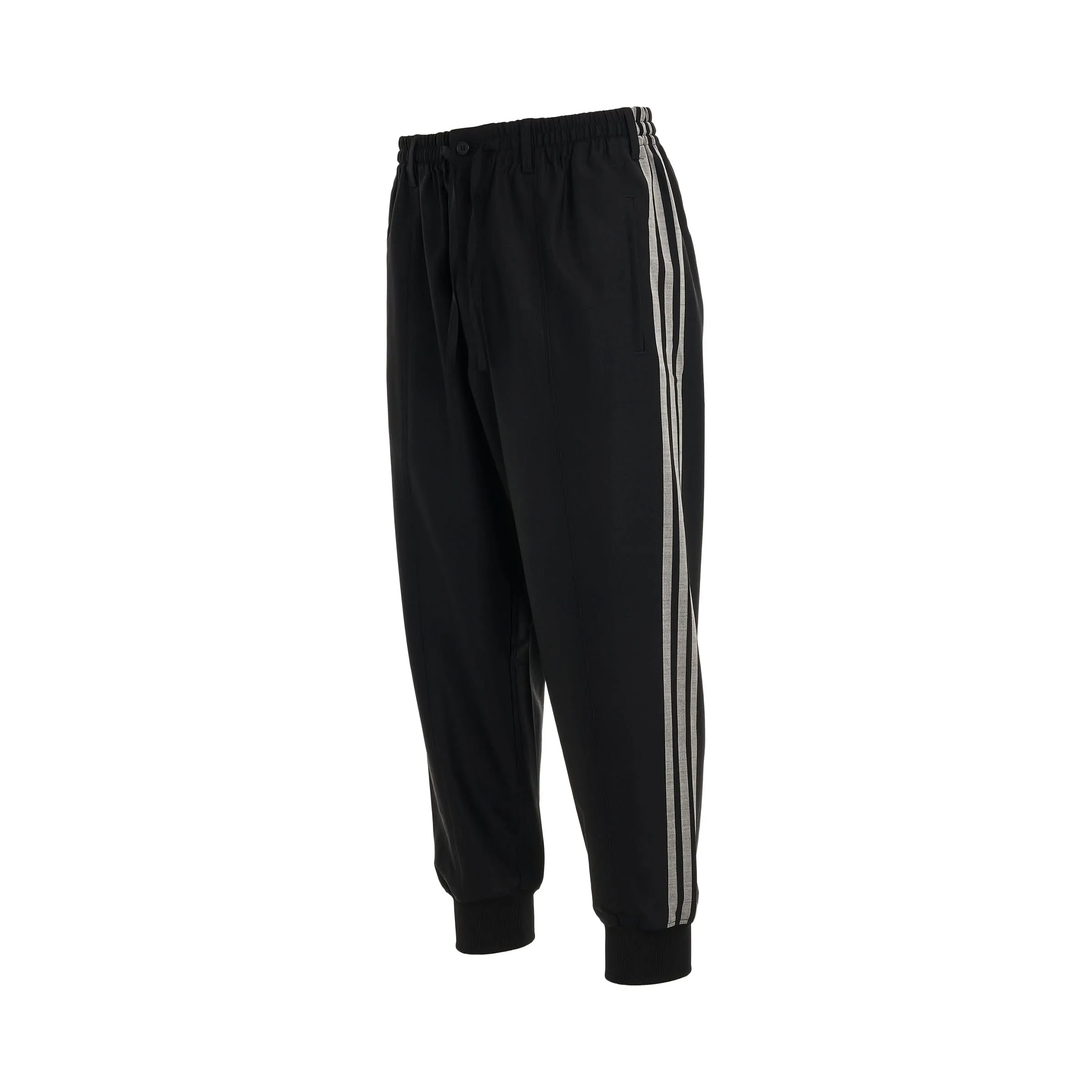 3 Stripes Refined Wool Cuffed Pants in Black