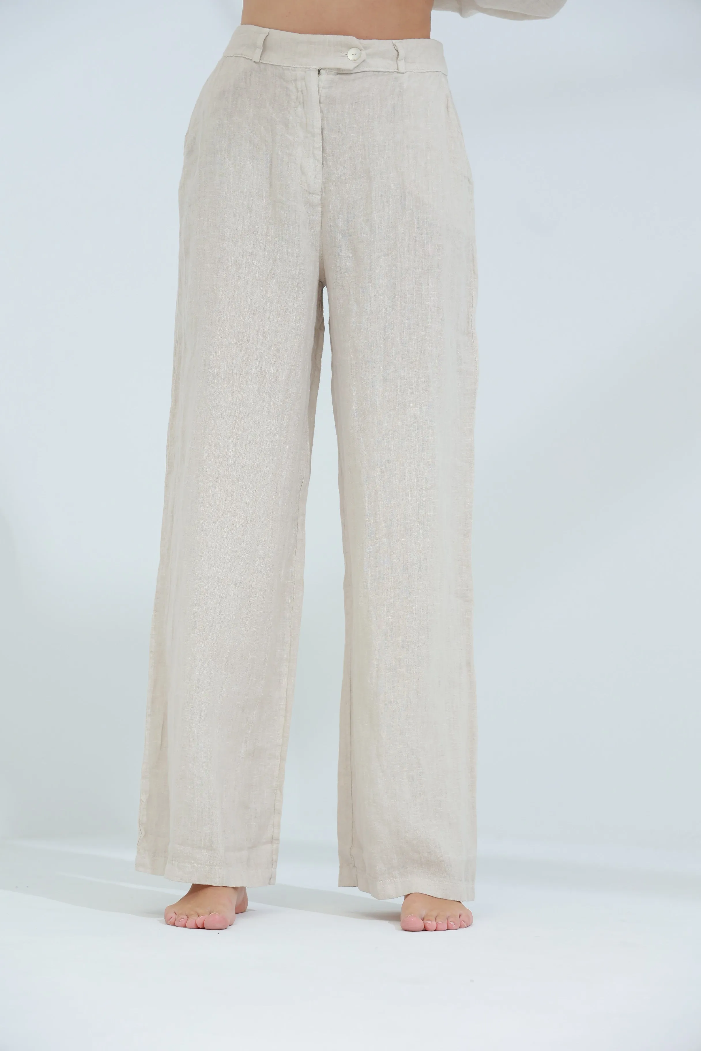 Armonia Straight Leg Linen Pants Sabbia