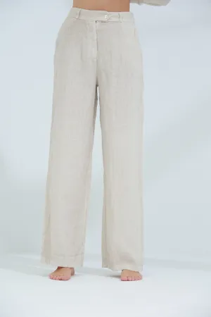 Armonia Straight Leg Linen Pants Sabbia