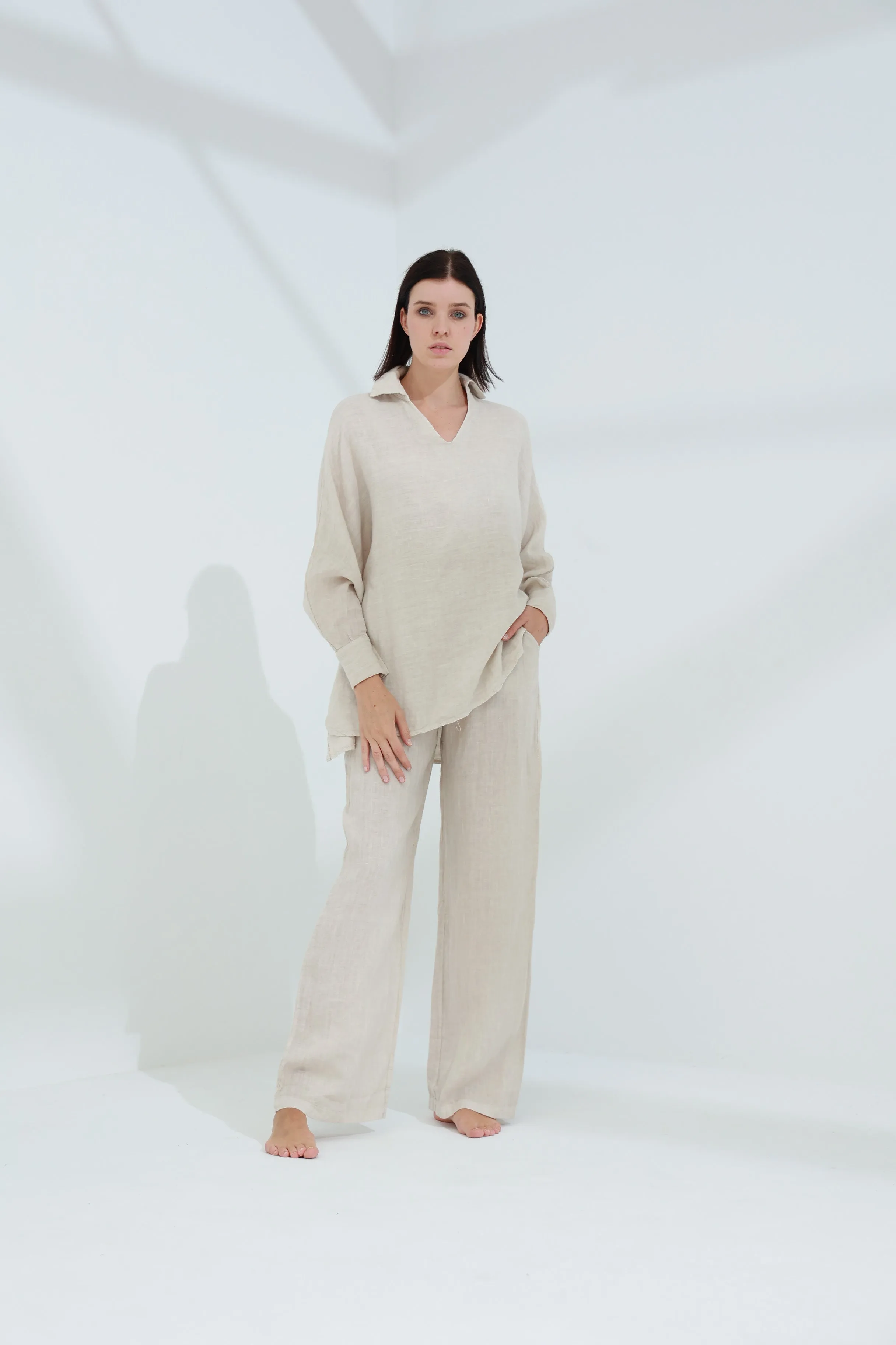 Armonia Straight Leg Linen Pants Sabbia