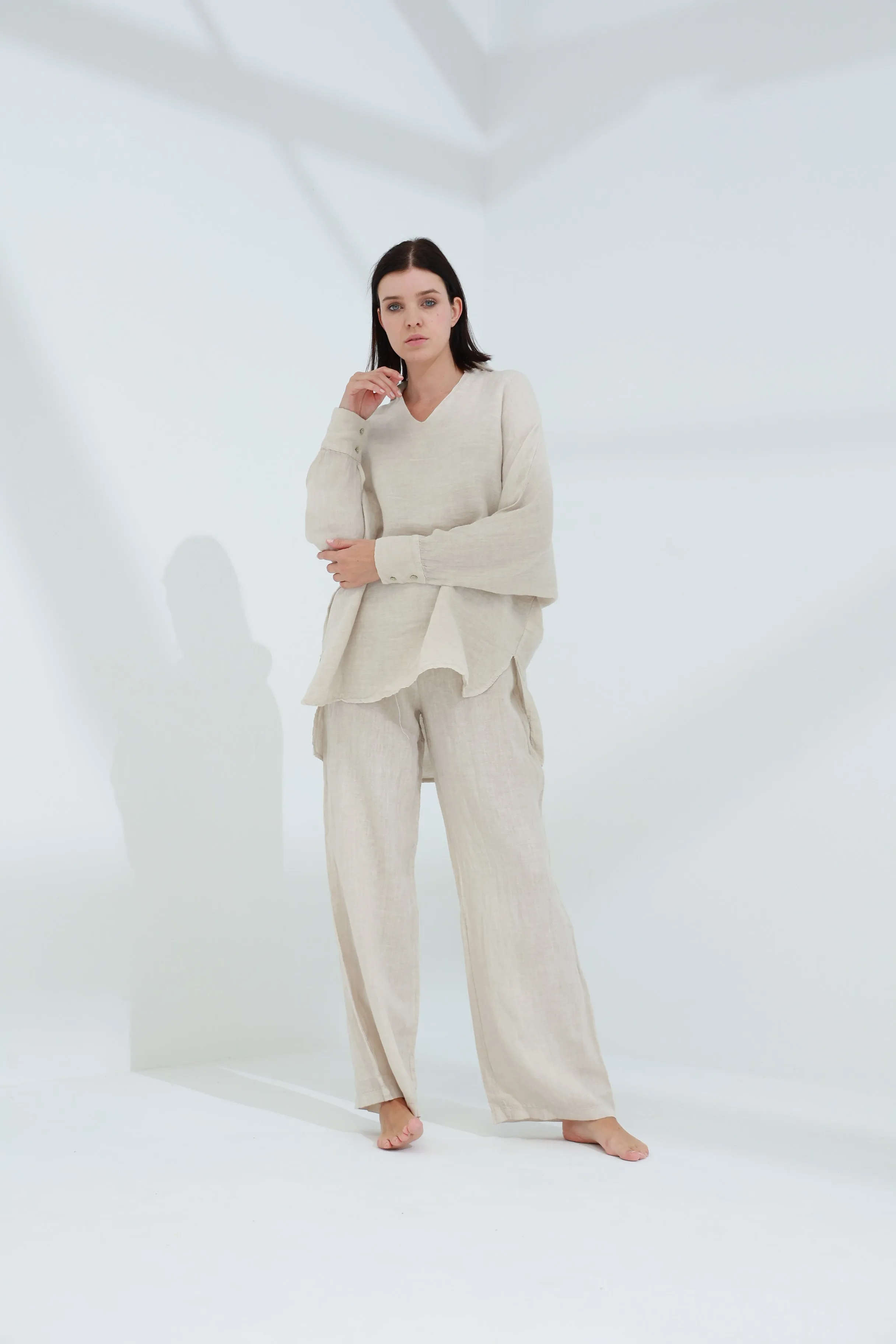 Armonia Straight Leg Linen Pants Sabbia