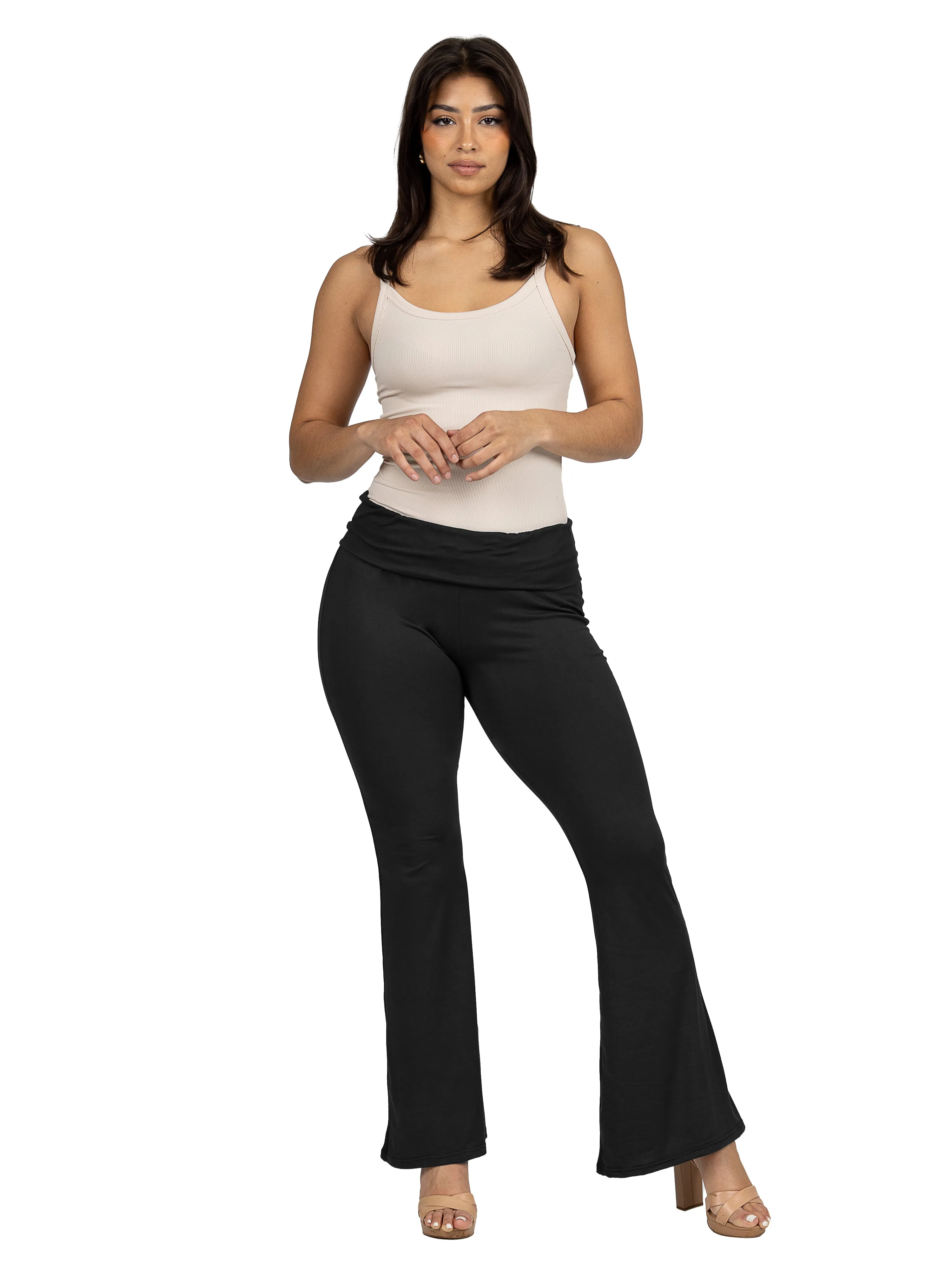 Bell Bottom Foldover Waist Comfortable Pants