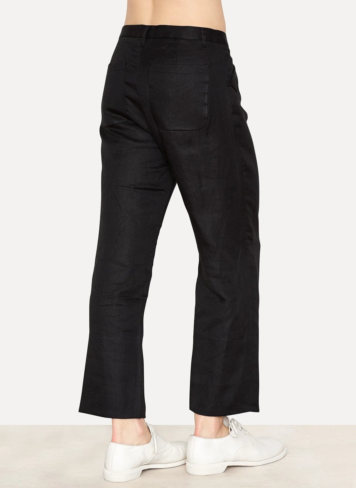 Black Ramie Unisex Wide Pants