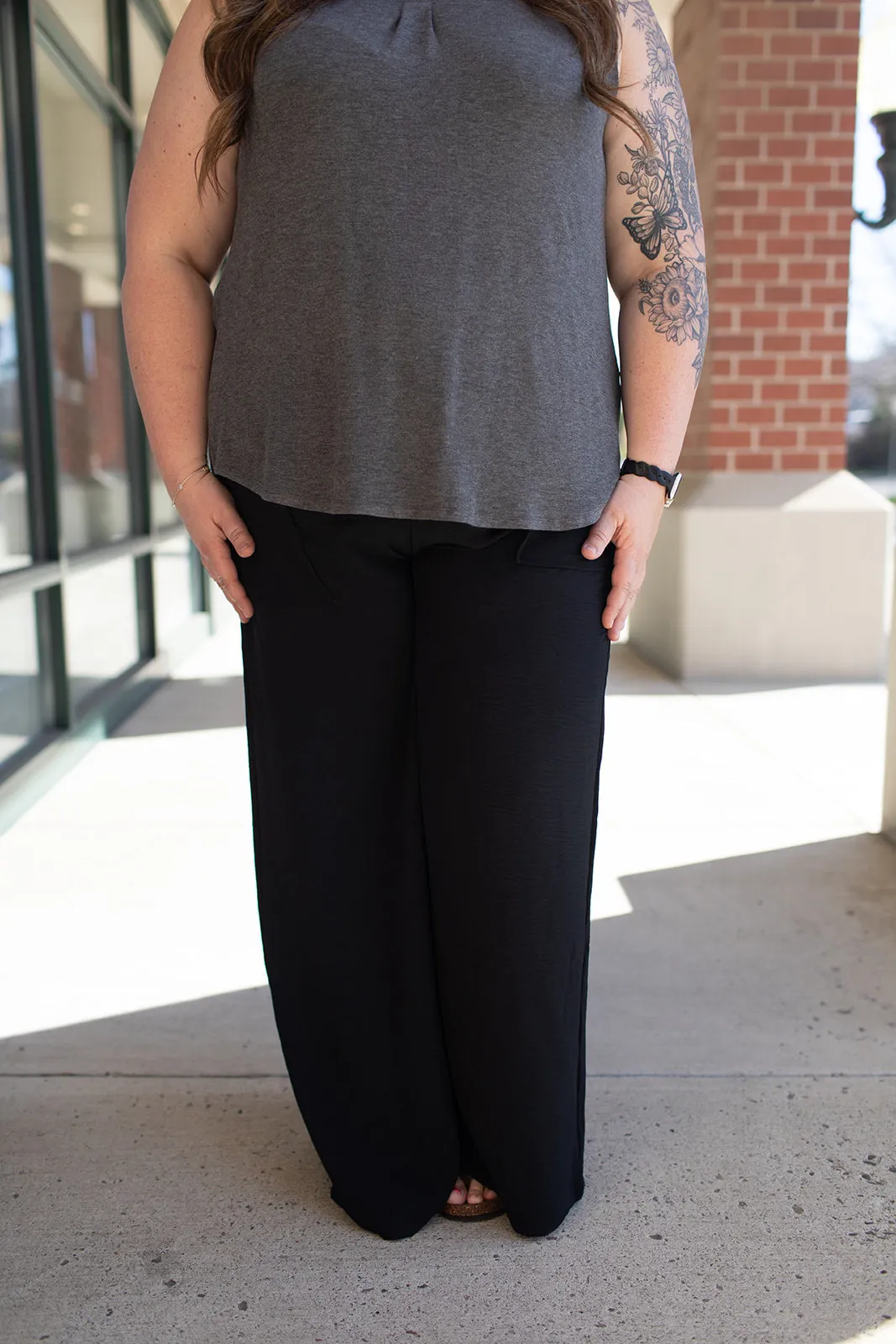 Black True Waist Wide Leg Pants (SM-3X)