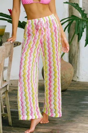 Chevron Drawstring Cover-Up Pants