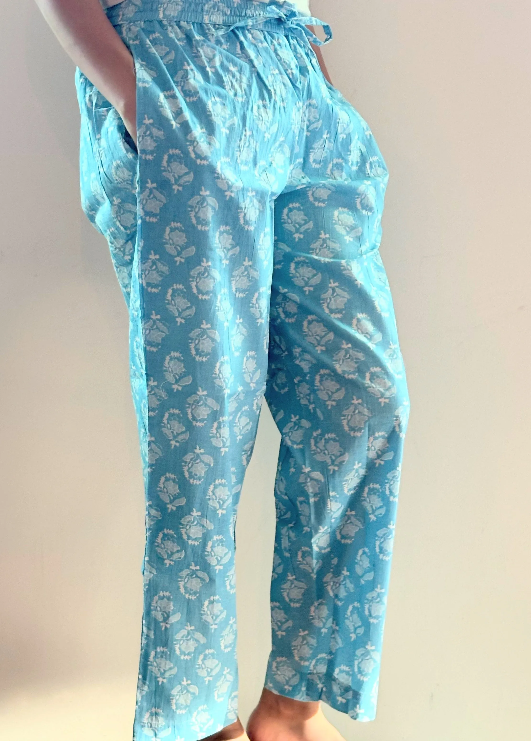 Cotton Pajama Pants Women - Frosted Flora