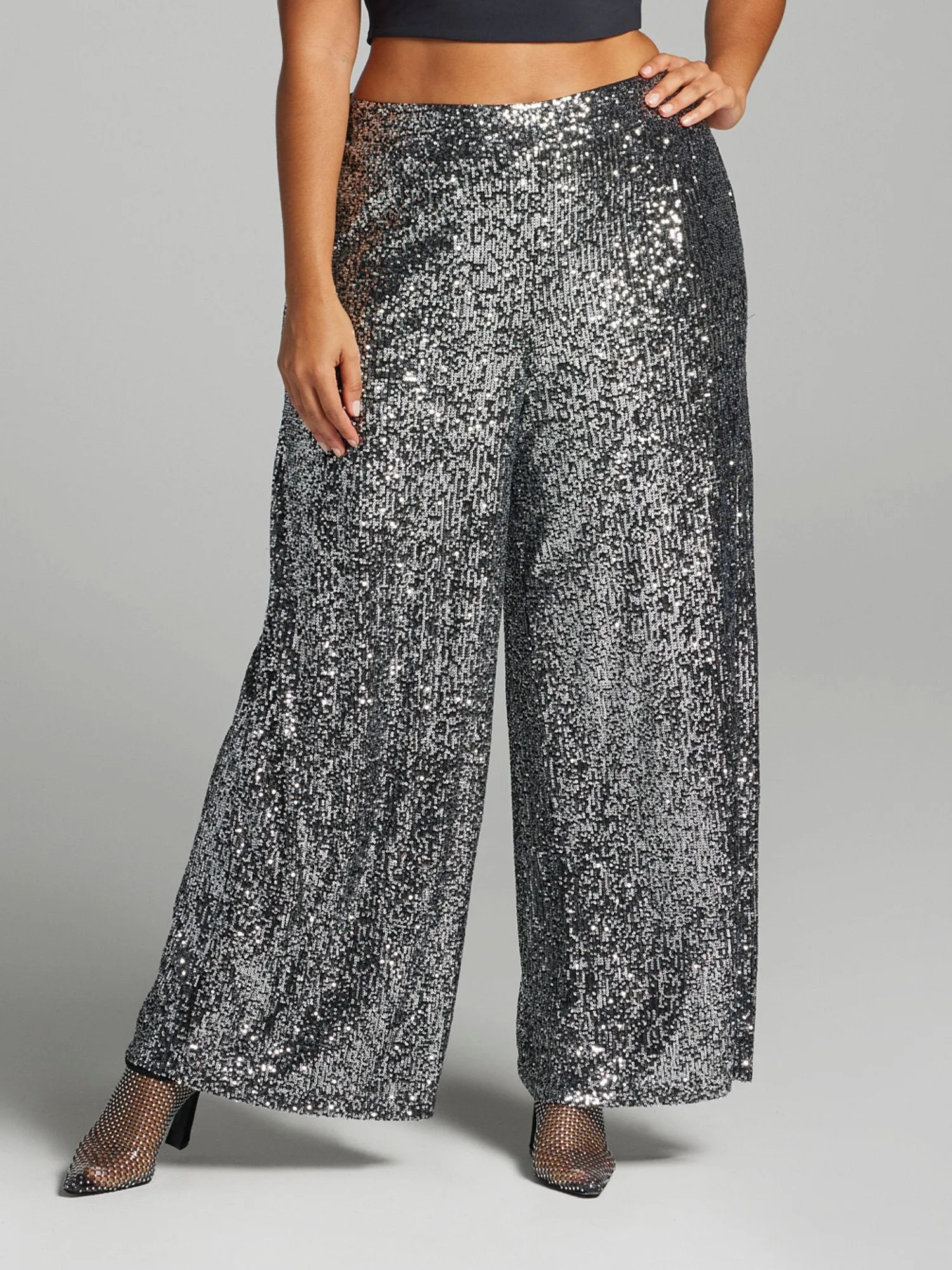 Damaris Sequin Flare Leg Pants