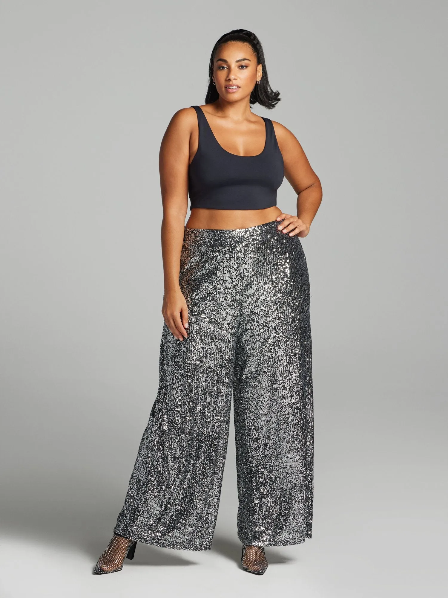 Damaris Sequin Flare Leg Pants