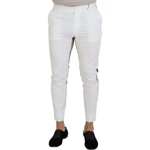 Dolce & Gabbana Two-Tone White & Brown Chic Cotton Pants