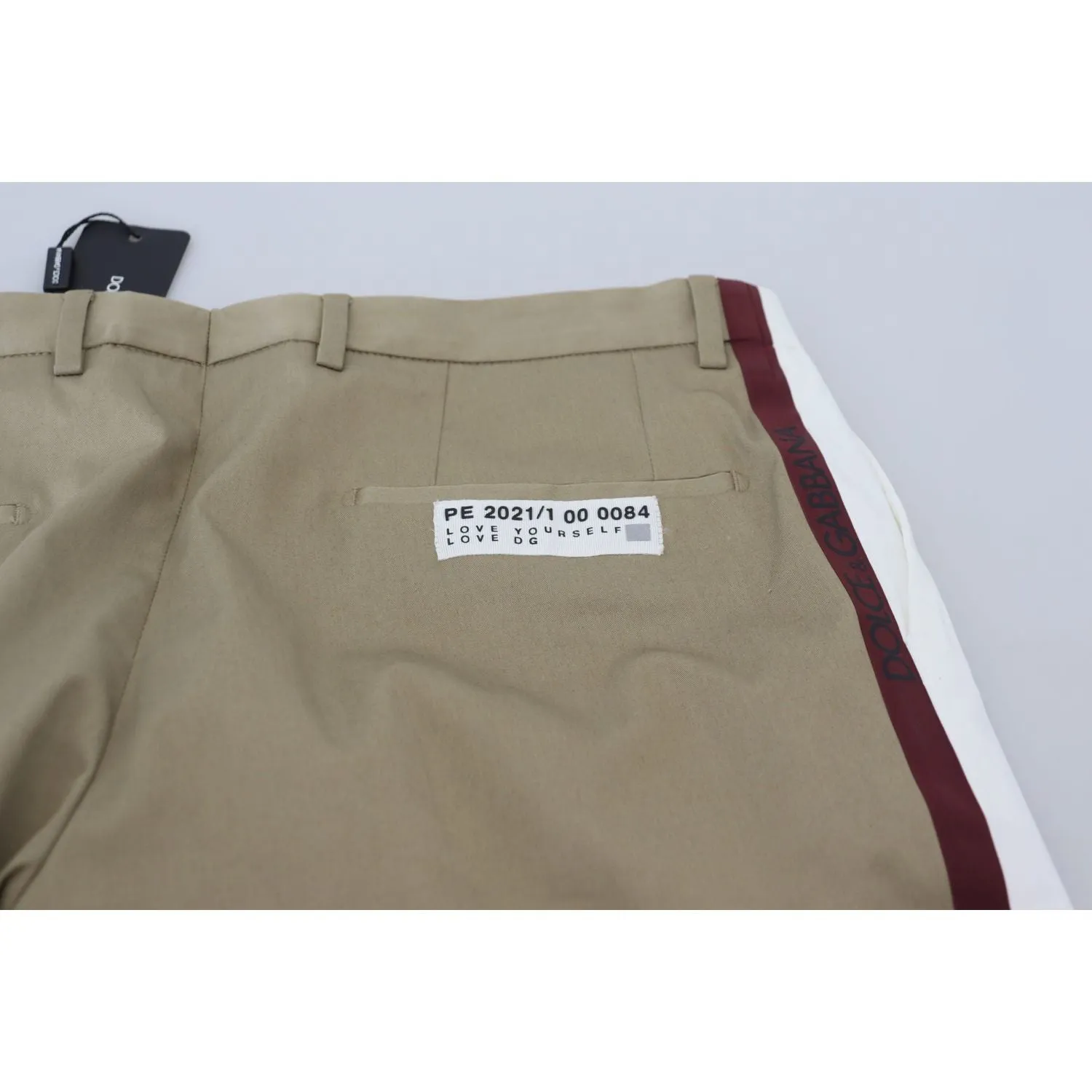 Dolce & Gabbana Two-Tone White & Brown Chic Cotton Pants