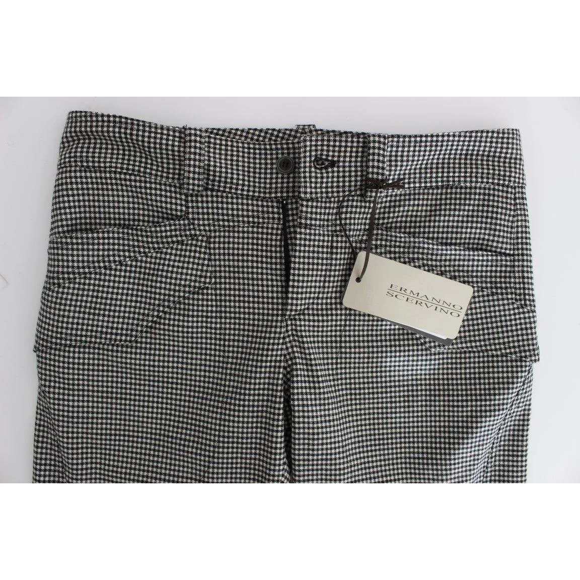 Ermanno Scervino Chic Checkered Black & White Regular Fit Pants