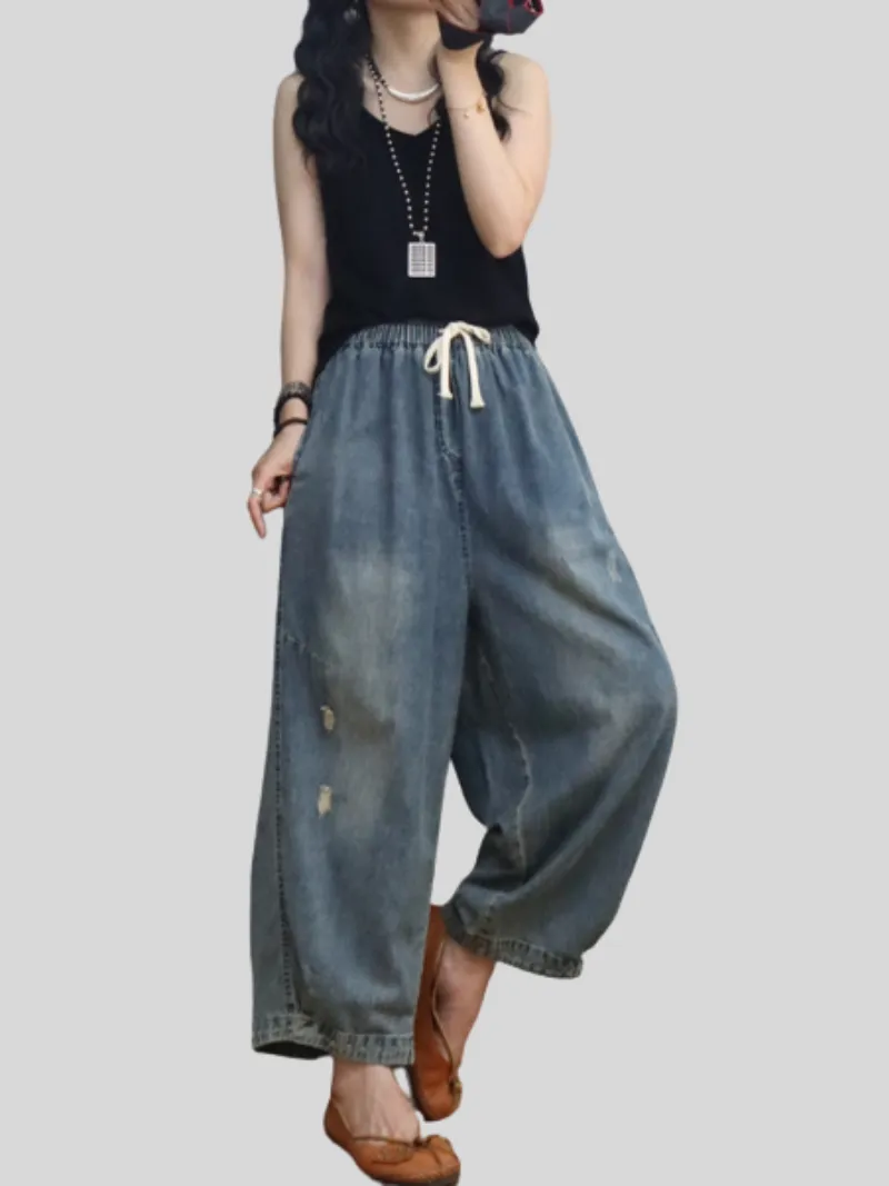 Female Summer Loose Casual Large Size Straight Bottom Pants