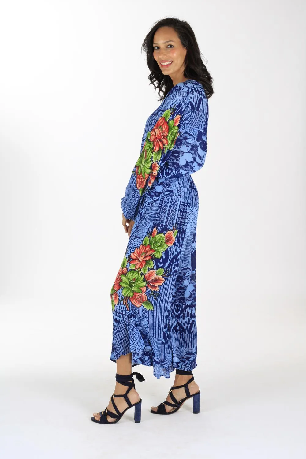 FLORENCE WIDE LEG PANTS IN BLUE PRINTS