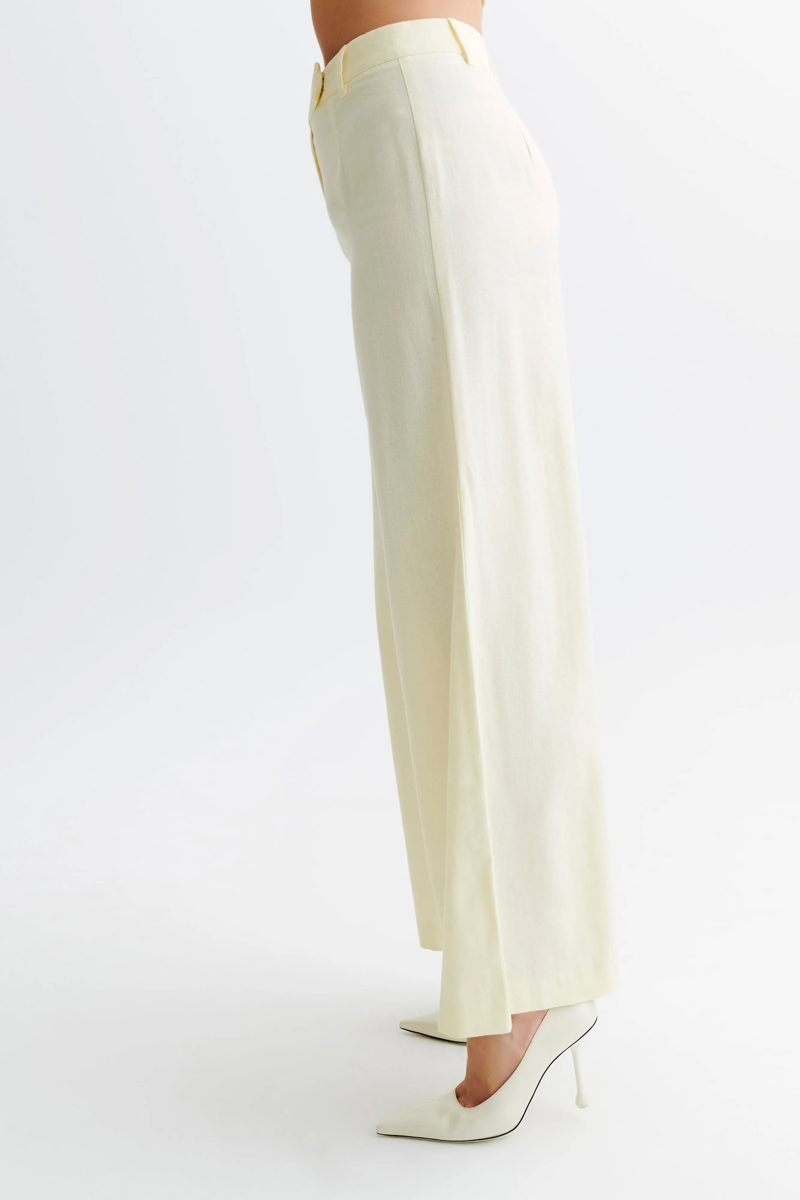 Franca Linen Wide Leg Pant - Lemon Sherbet