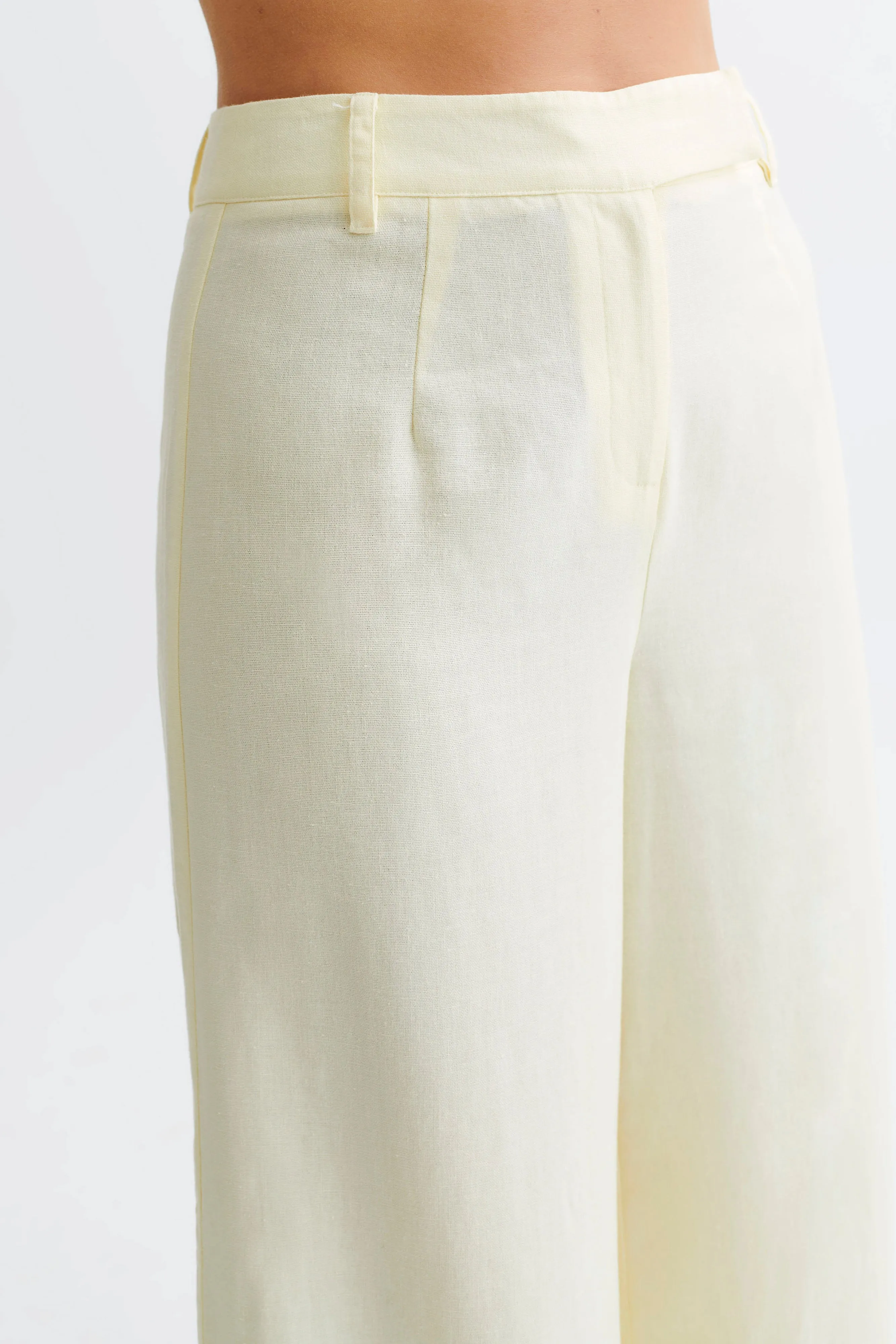 Franca Linen Wide Leg Pant - Lemon Sherbet