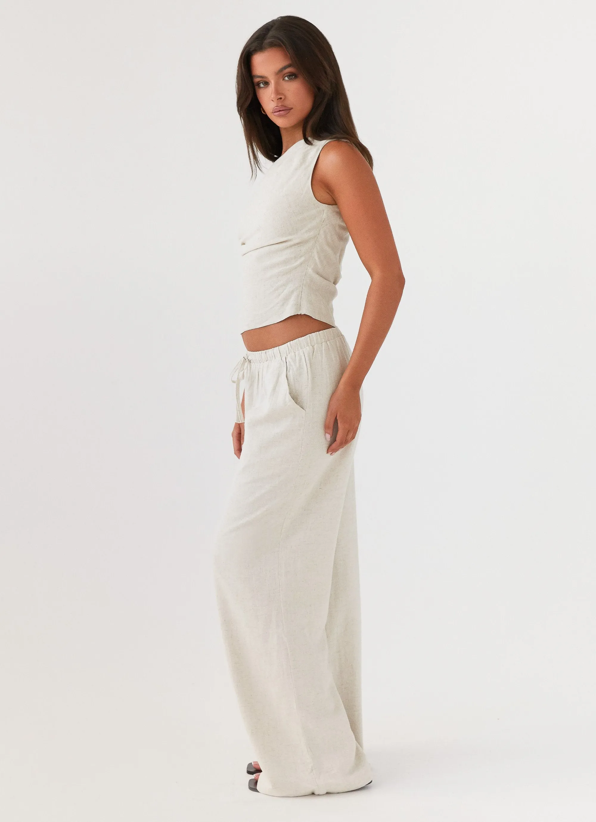 Fresh Face Linen Pants - Oatmeal