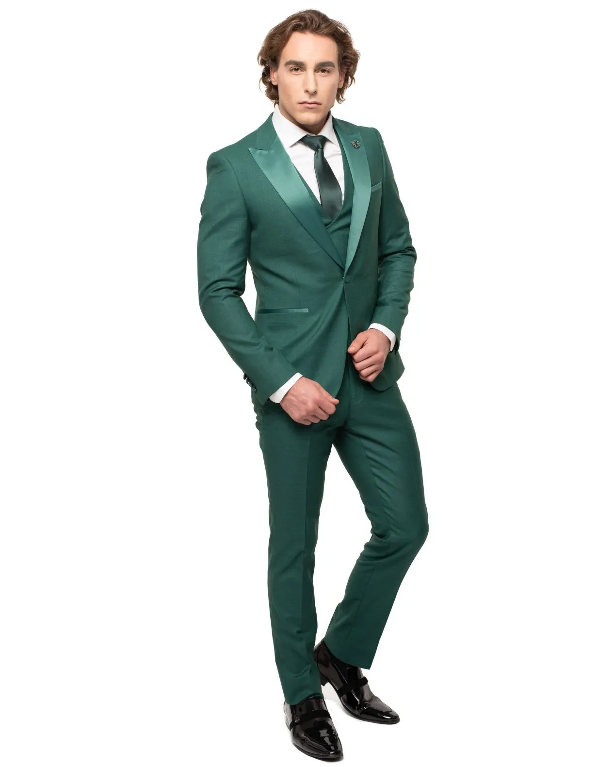 Giovanni Testi 1 Button Peak Lapel Forest Green Tuxedo GT1PA V-1501