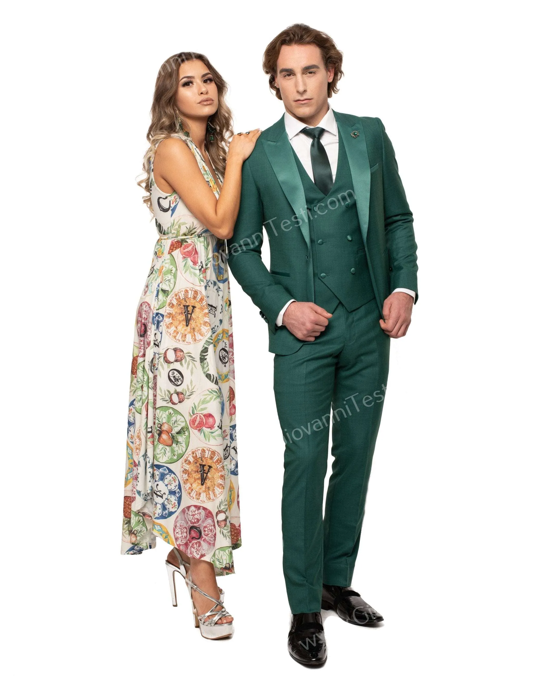 Giovanni Testi 1 Button Peak Lapel Forest Green Tuxedo GT1PA V-1501