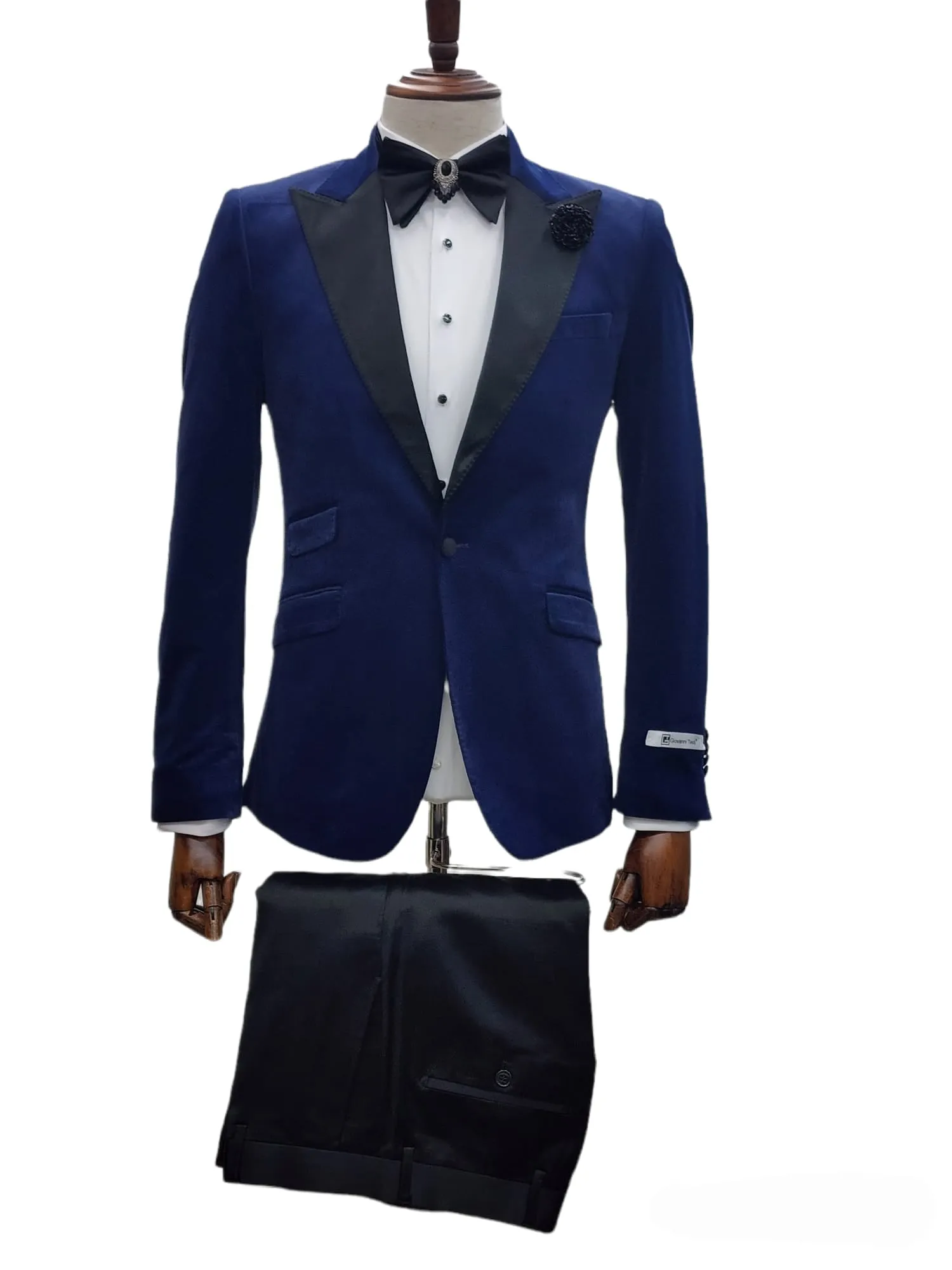 Giovanni Testi 1 Button Slim Fit Stretch Velvet Tuxedo GTX1P-1925 BLUE