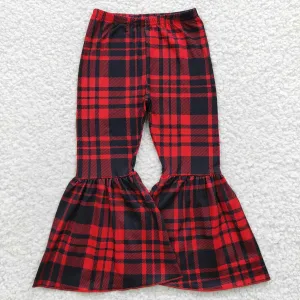 girls red plaid bell bottoms P0150