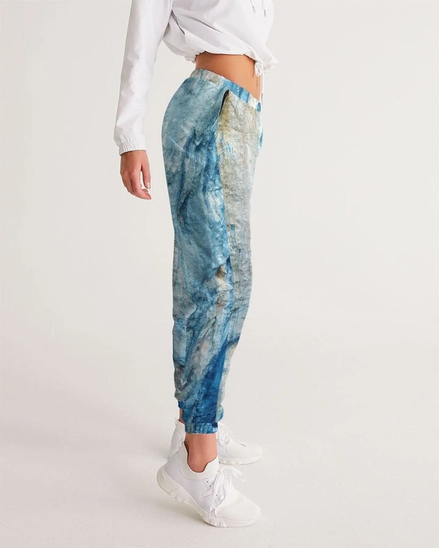 Girls Sportswear Gray Blue And White Abstract Style Track Pants