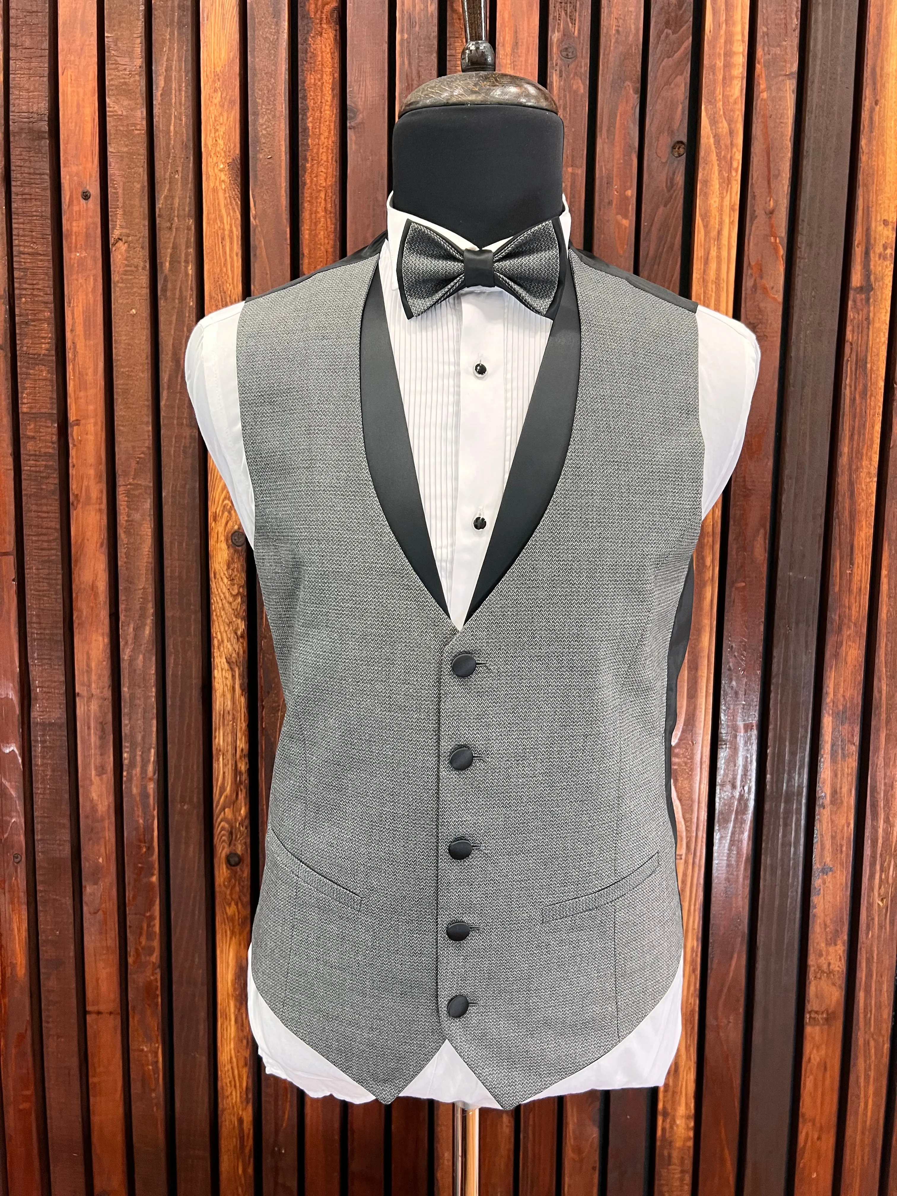 Grey Tuxedo Black Lapel | 3 piece | premium Quality