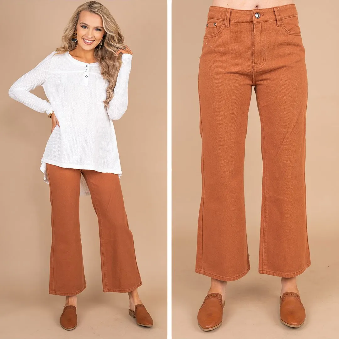 In Control Brick Orange Wide Leg Crop Pants