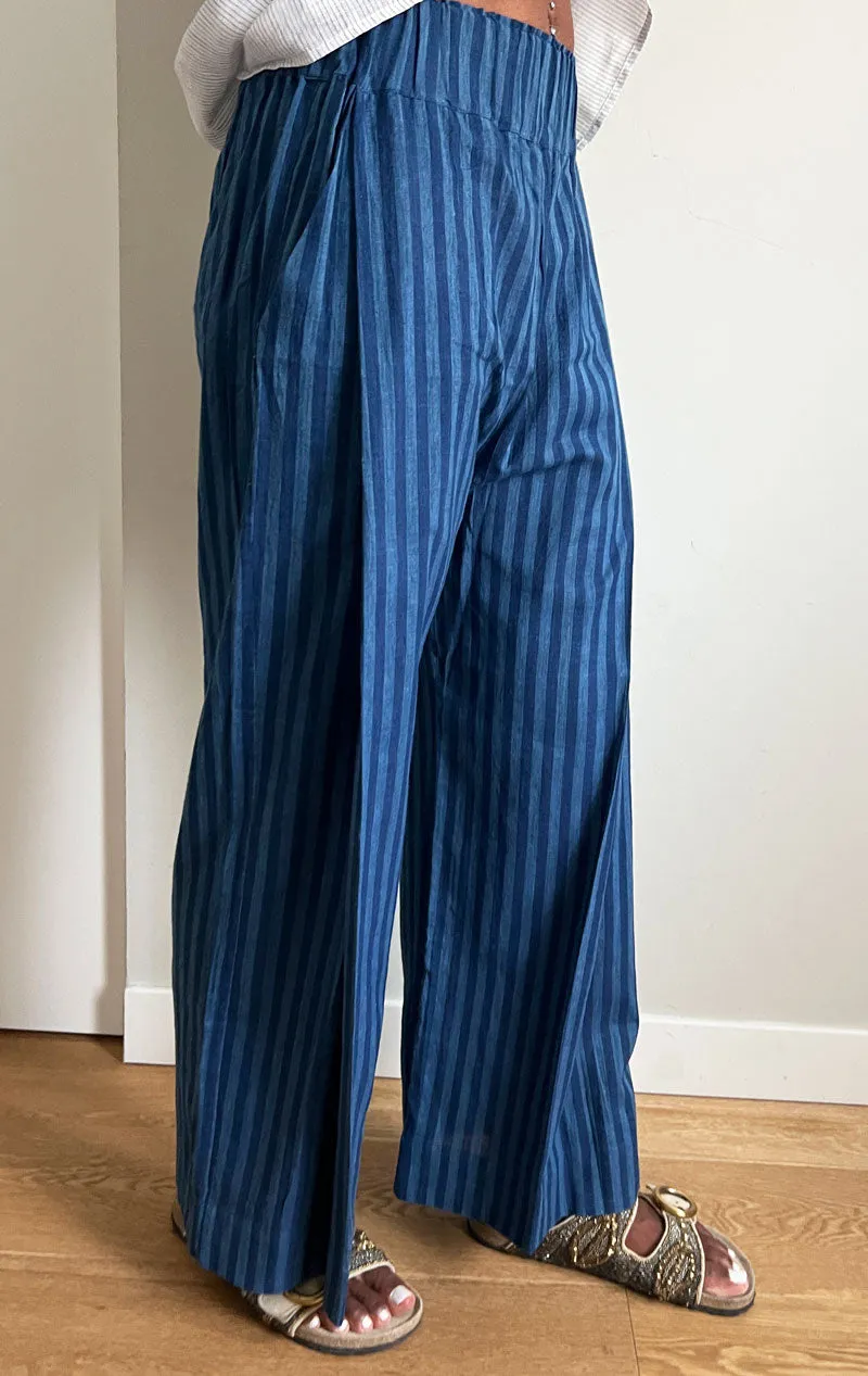 Indigo Stripe Pleated Khadi pant-1 left!