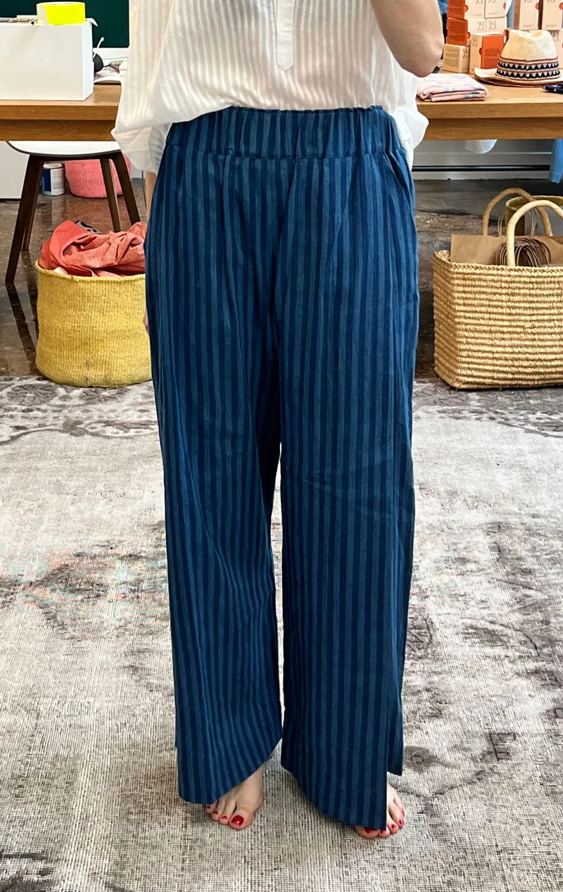 Indigo Stripe Pleated Khadi pant-1 left!