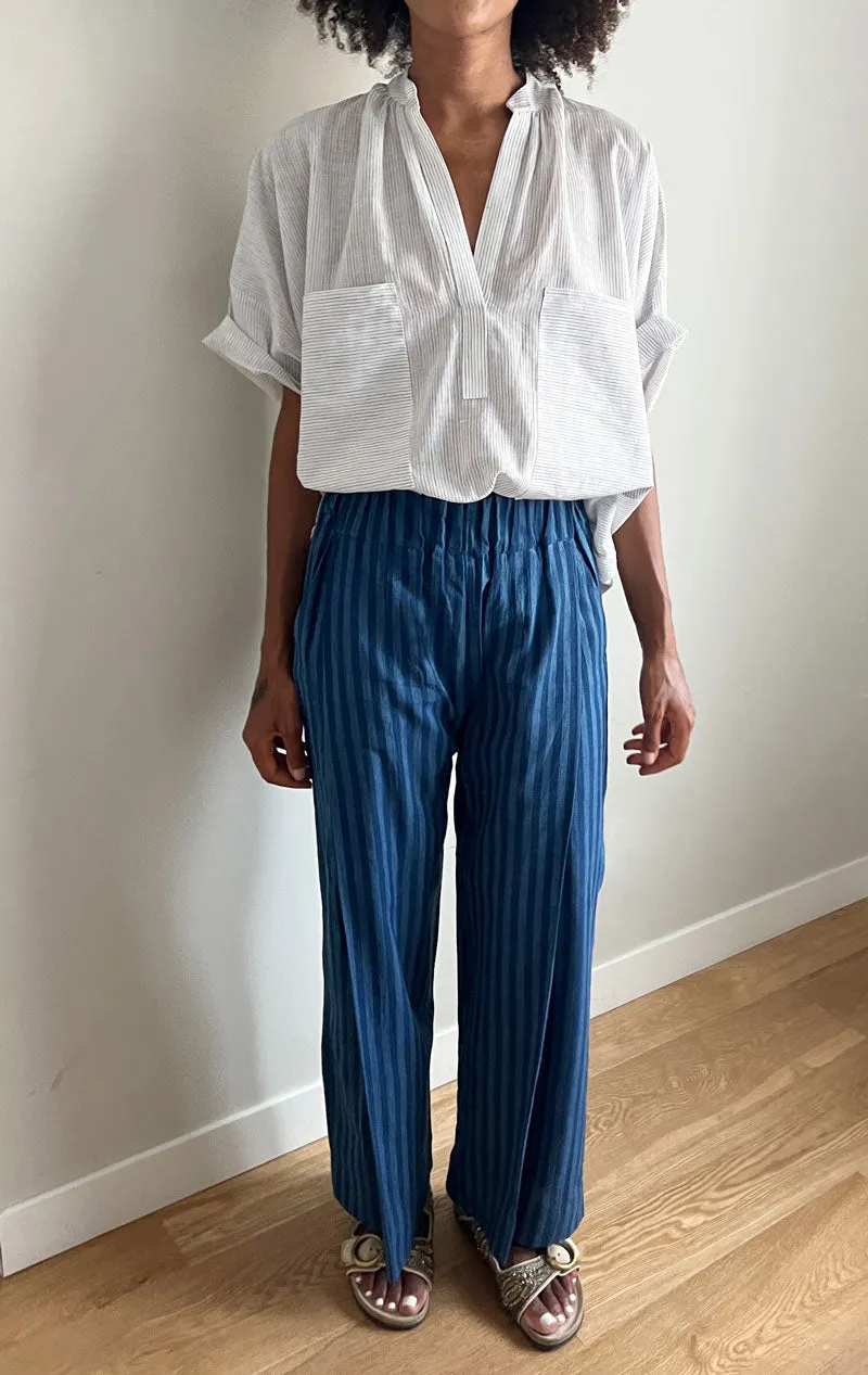 Indigo Stripe Pleated Khadi pant-1 left!