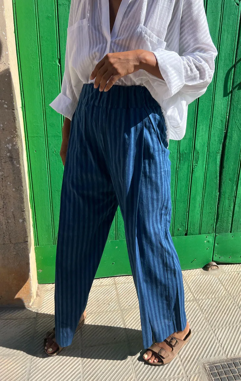 Indigo Stripe Pleated Khadi pant-1 left!