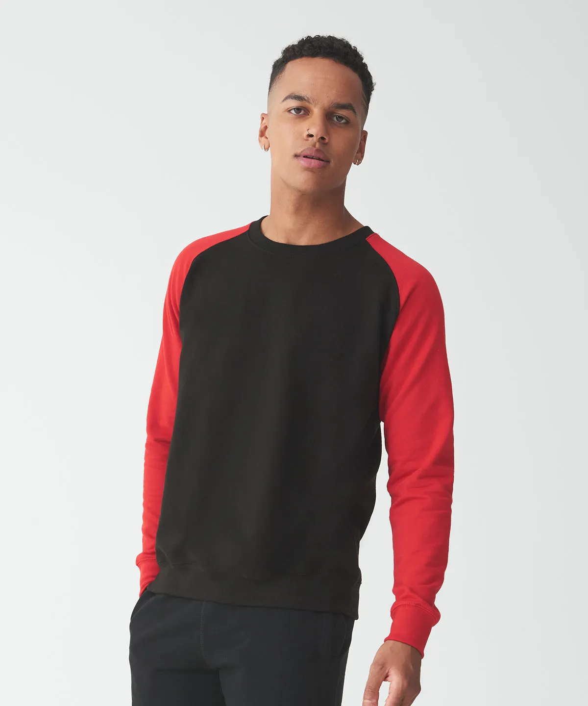 Jet Black/Fire Red - Baseball sweatshirt