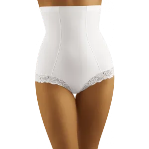 Ladies Comfortable White High Waist Control Pants With Sexy Lace Edging