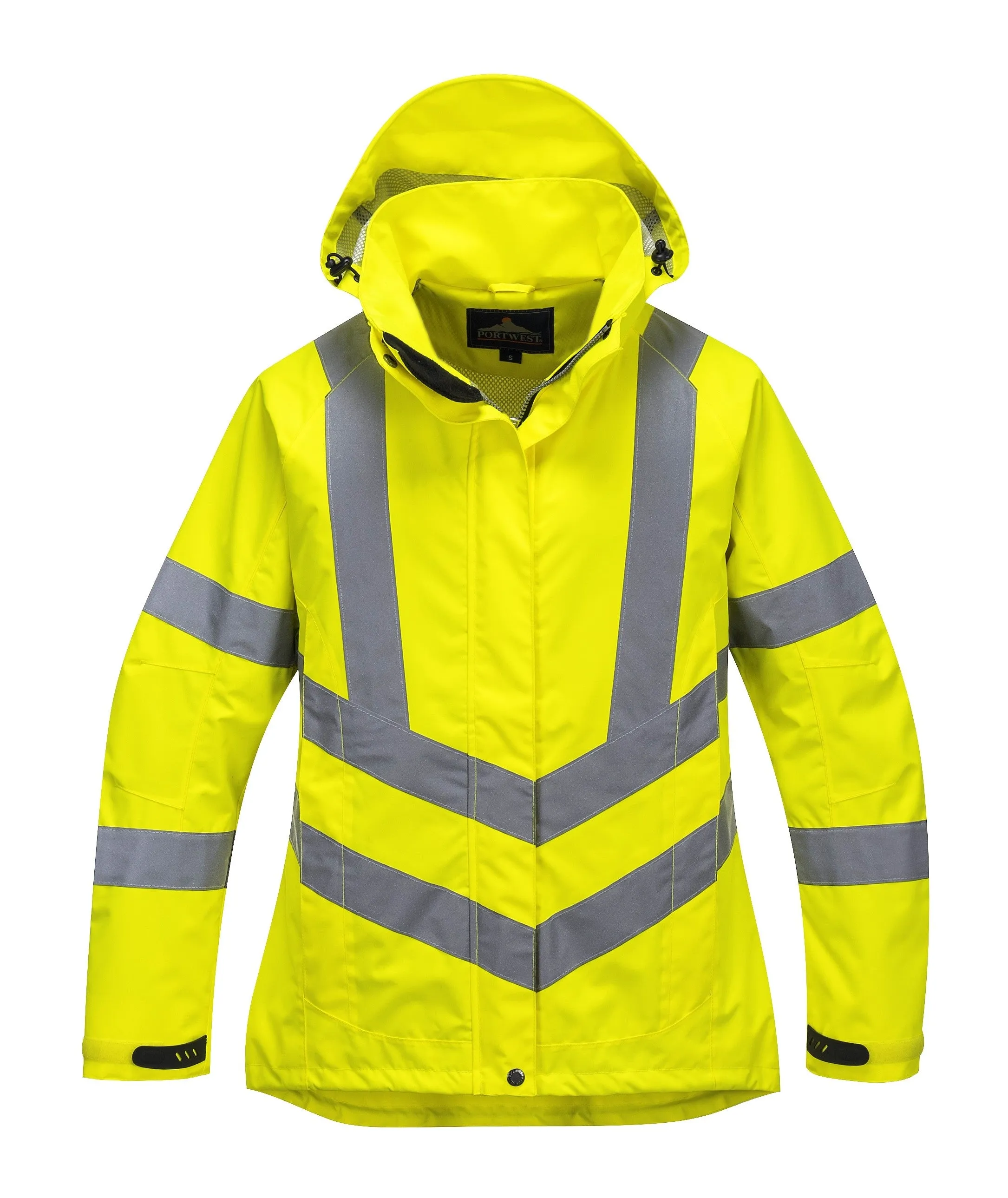 Ladies Hi Vis Breathable Jacket - Lightweight HiViz Rain Jacket for Women - Ansi Class 3, High Visibility, Insulated (HiVis Yellow)