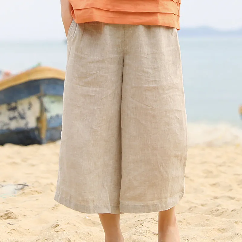 Linen Summer Autumn Women Casual Pants with Pockets SMM97239