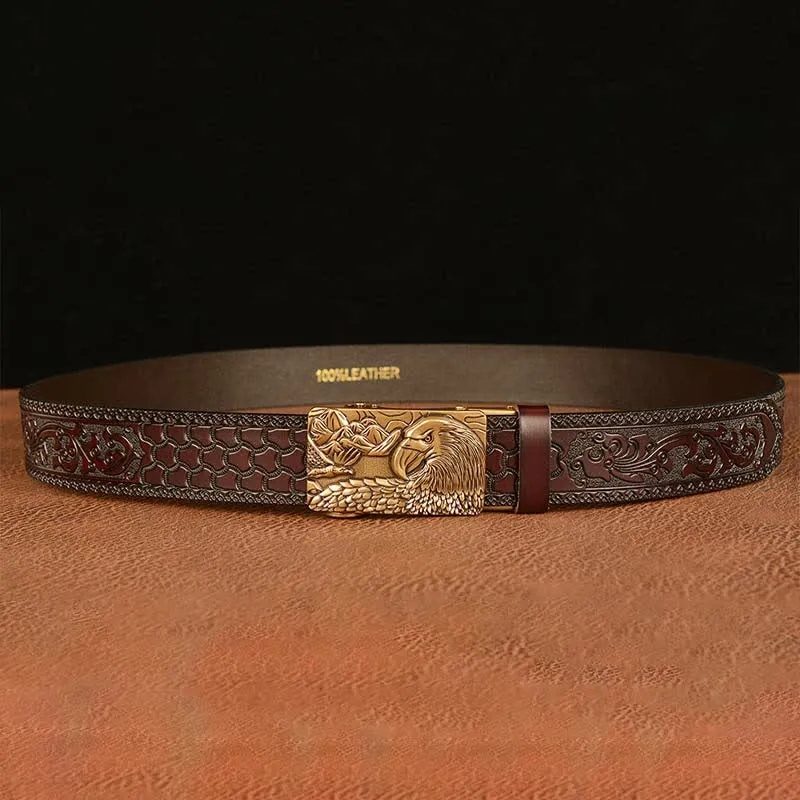 Men's Landscape Animal Eagle Leather Belt