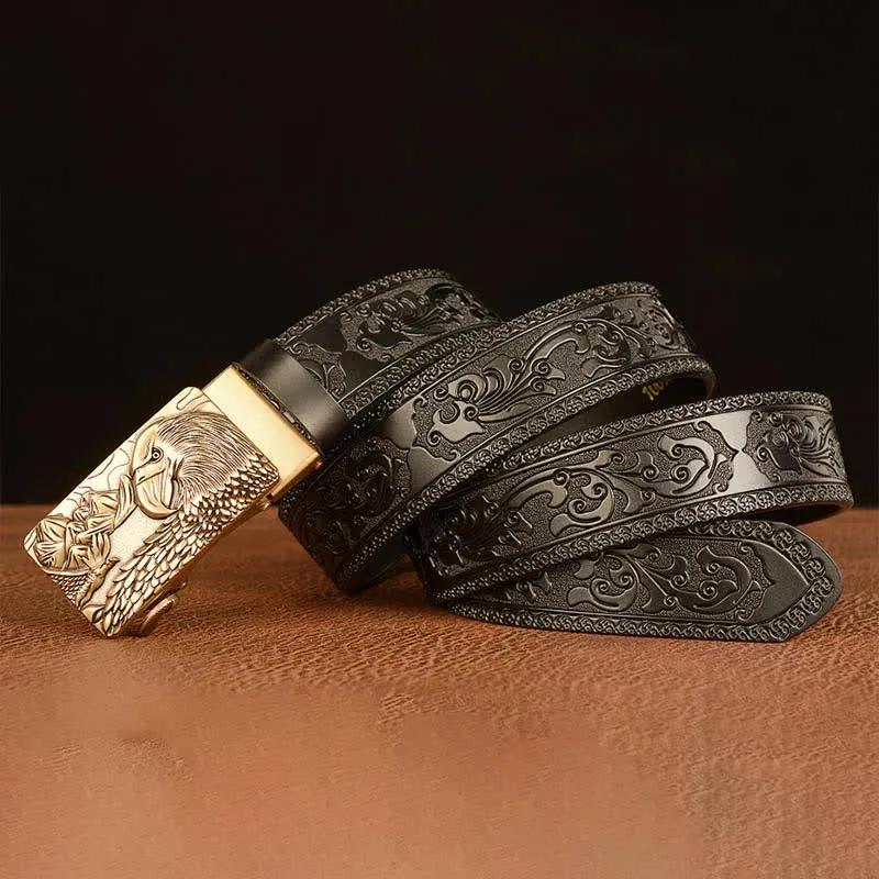 Men's Landscape Animal Eagle Leather Belt