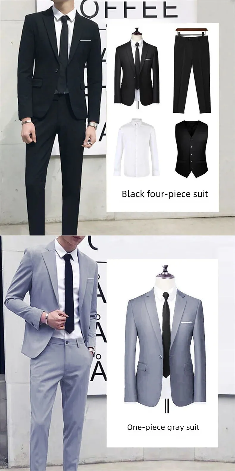 Men's Three-piece Suit Casual Slim Fit Western-style Business Attire Korean Version Youth Student Style Smooth Sihouette