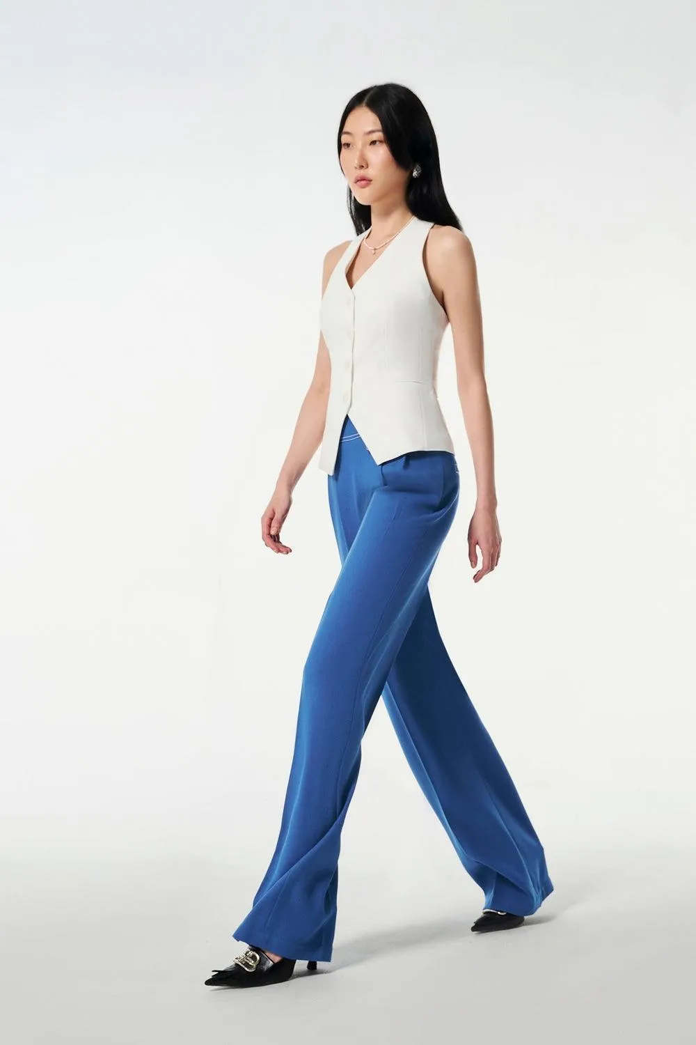 Nilah Straight High Waist Wool Cotton Pants