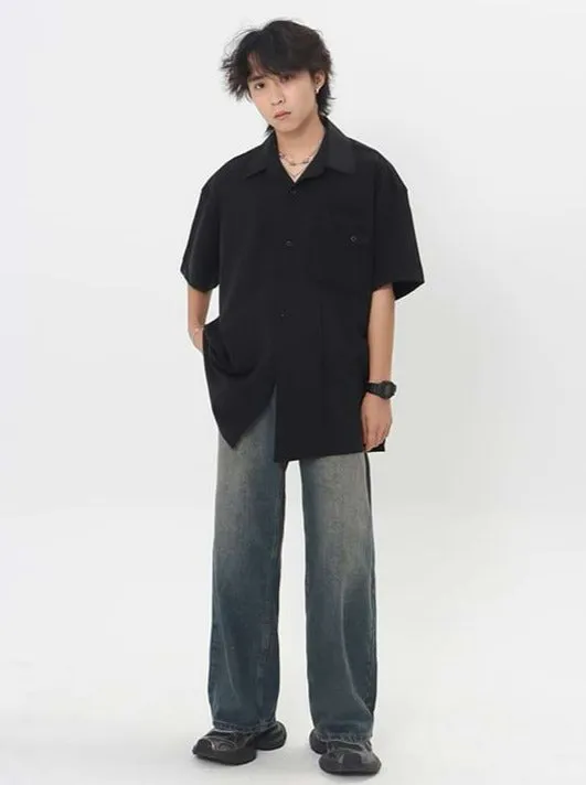 Oversized Lightweight Button Shirt with Pocket