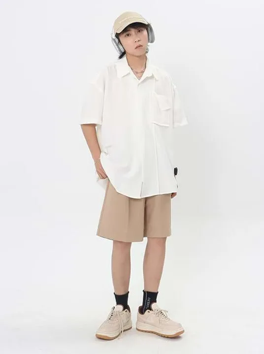 Oversized Lightweight Button Shirt with Pocket