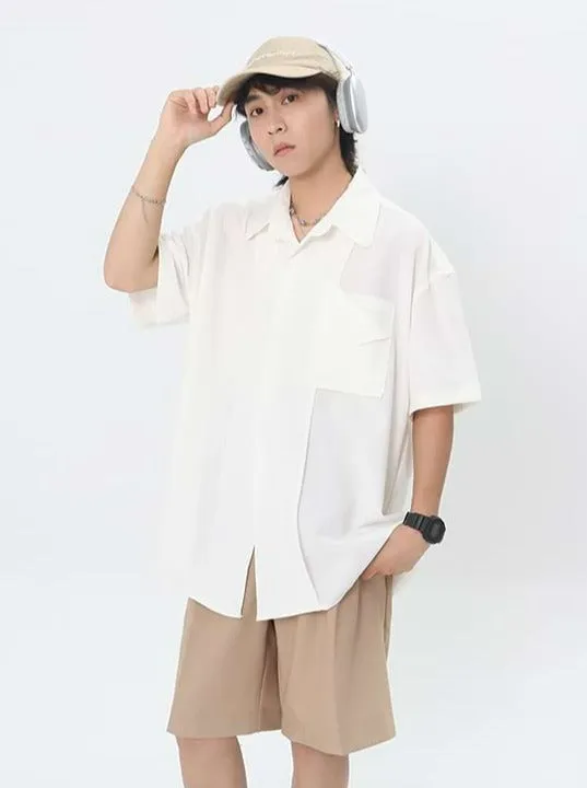 Oversized Lightweight Button Shirt with Pocket