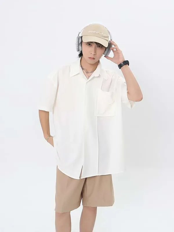 Oversized Lightweight Button Shirt with Pocket