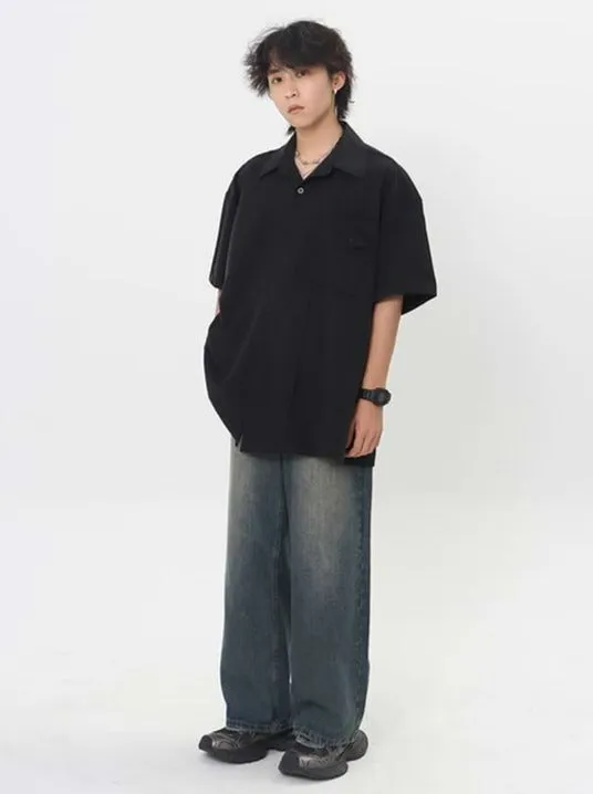 Oversized Lightweight Button Shirt with Pocket