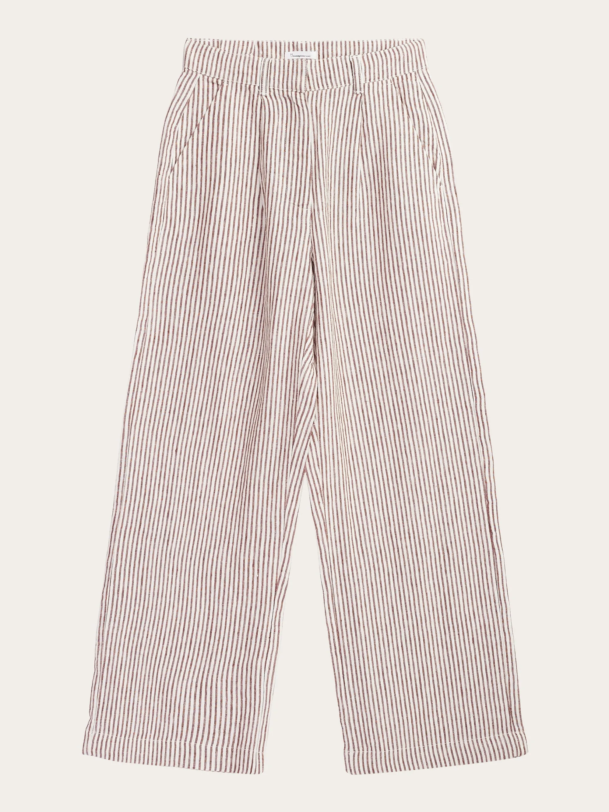 POSEY wide mid-rise striped linen pants - GOTS/Vegan - Brown stripe