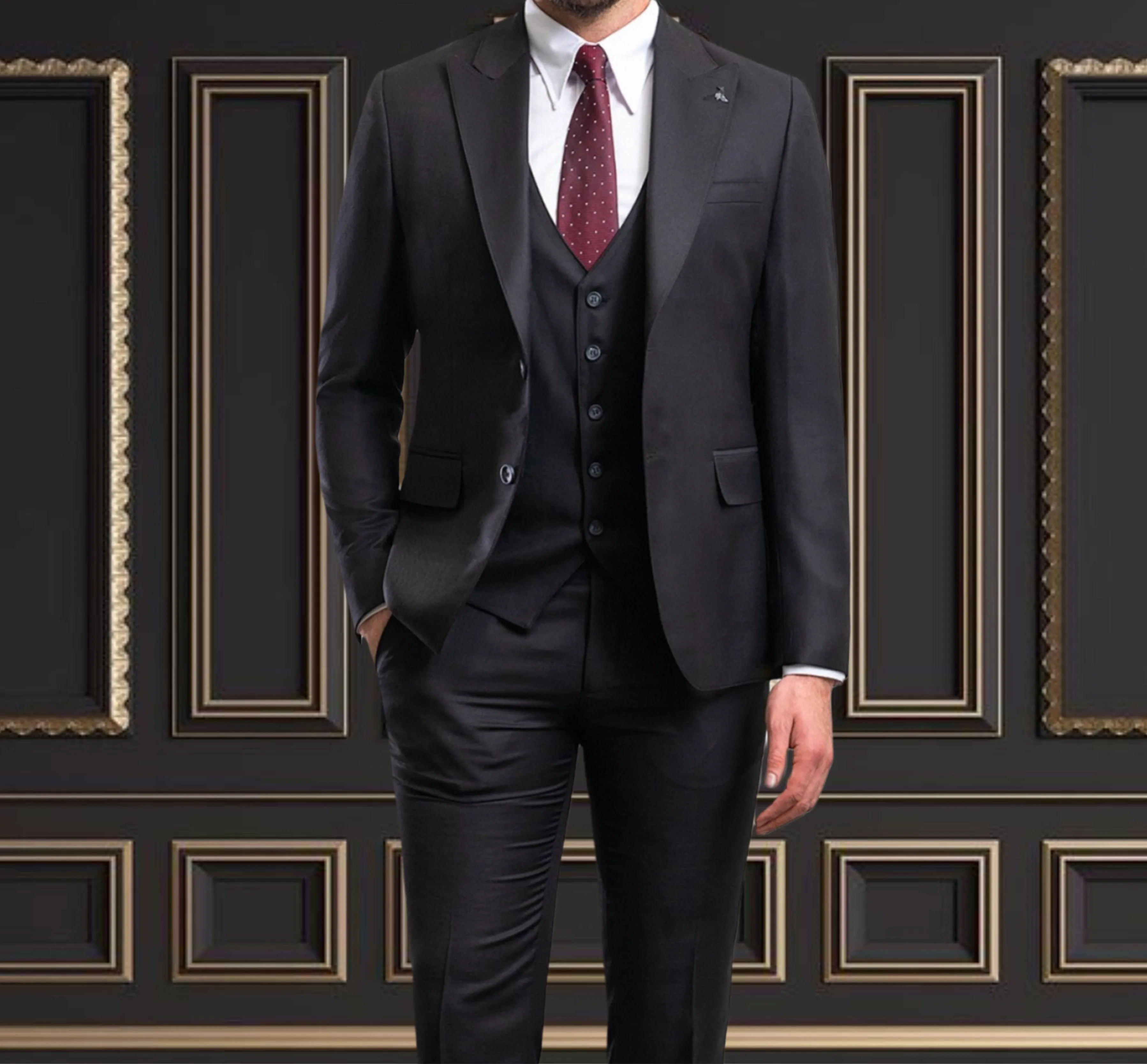 Premium Men's Black Wool Suit | Elegant Formal Wear in Hayward, CA