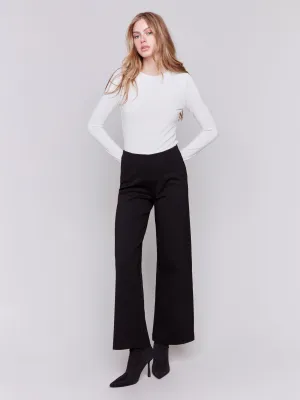 Pull-On Ponte Flare Pants - Black