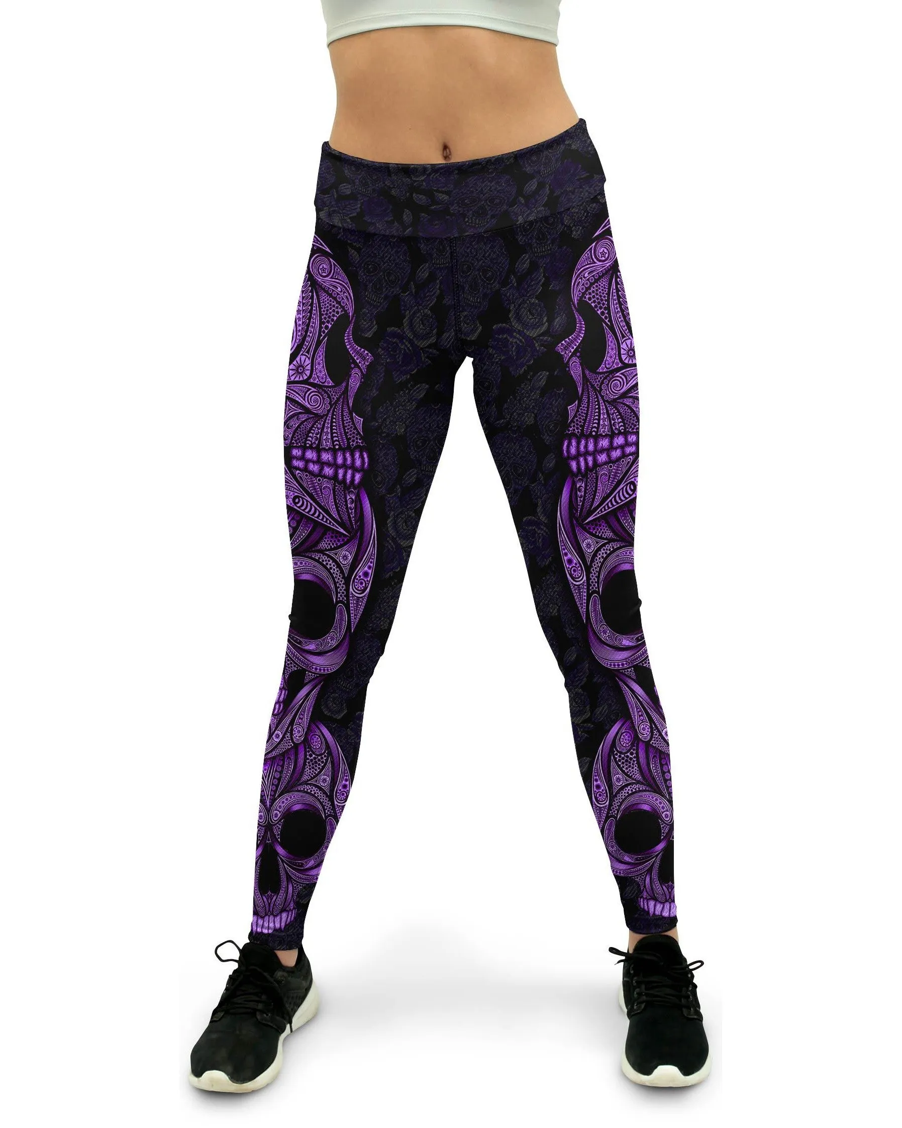 Purple Ornamental Skull Yoga Pants