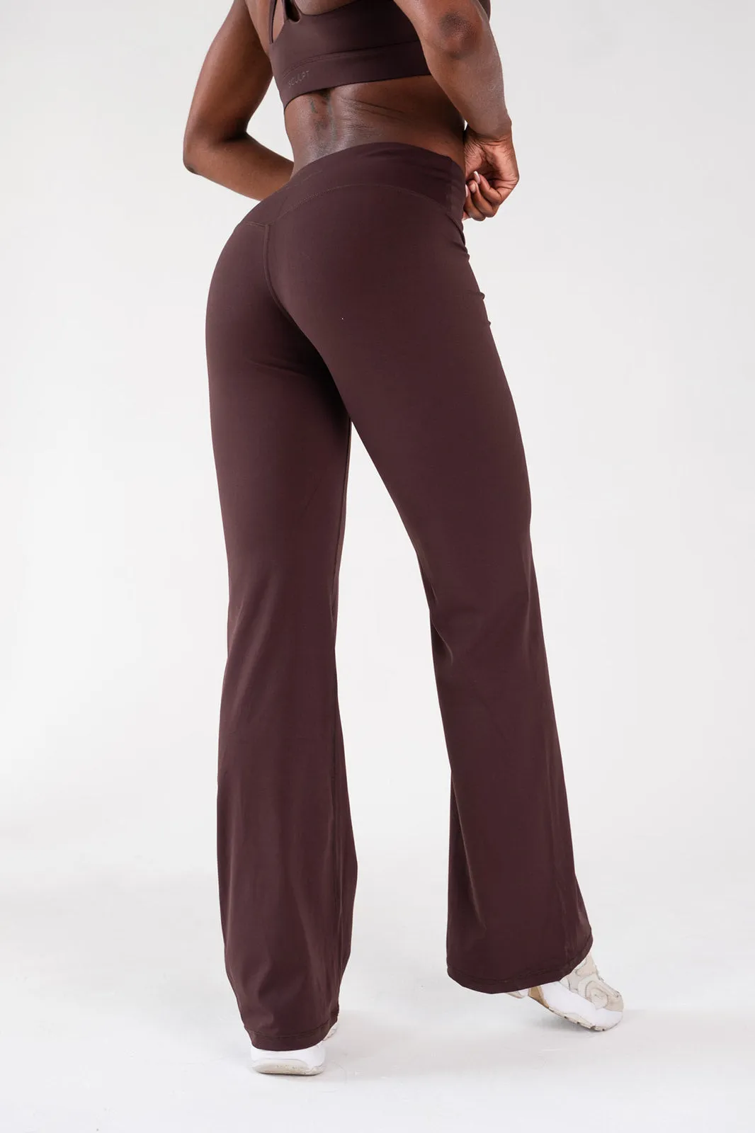 Regular High Waisted Wide Leg Flares Espresso