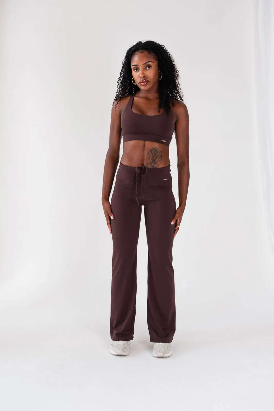 Regular High Waisted Wide Leg Flares Espresso